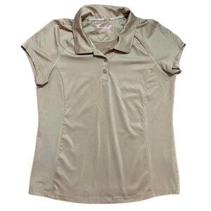 Short Sleeved Women's Golf Shirt Tapered Taupe Brown Activewear Tennis Y2K